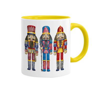 Christmas Nutcrackers, Mug colored yellow, ceramic, 330ml