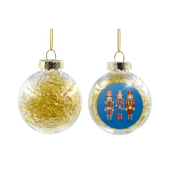 Christmas Nutcrackers, Transparent Christmas tree ball ornament with gold filling 8cm