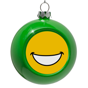 Big Smile, Green Christmas tree ornament bauble 8cm