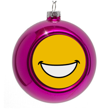 Big Smile, Purple Christmas tree ornament bauble 8cm