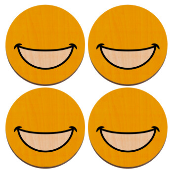 Big Smile, ΣΕΤ x4 Σουβέρ ξύλινα στρογγυλά plywood (9cm)