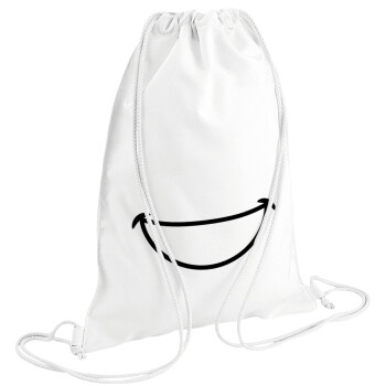 Big Smile, Τσάντα πλάτης πουγκί GYMBAG λευκή (28x40cm)