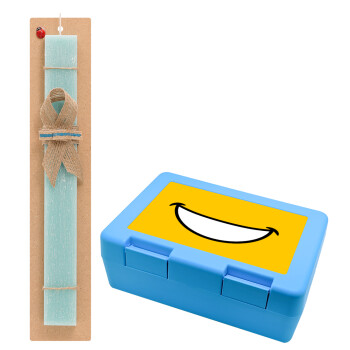 Big Smile, Easter Set, children's snack container BLUE & Easter aromatic flat candle (30cm) (TURQUOISE)