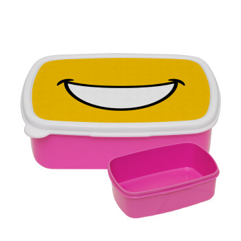 Big Smile, ΡΟΖ παιδικό δοχείο φαγητού (lunchbox) πλαστικό (BPA-FREE) Lunch Βox M18 x Π13 x Υ6cm