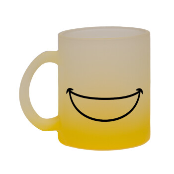 Χαμογέλα, Κούπα γυάλινη δίχρωμη με βάση το κίτρινο ματ, 330ml