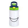 Children's hot water bottle, stainless steel, with safety straw, green, blue (350ml)