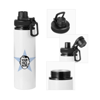 The office star CUSTOM, Metal water bottle with safety cap, aluminum 850ml