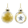 Transparent Christmas tree ball ornament with gold filling 8cm