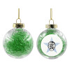 Transparent Christmas tree ball ornament with green filling 8cm