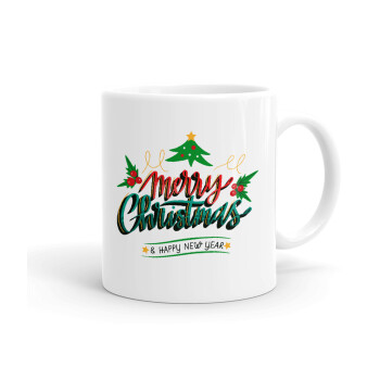 Merry Christmas green, Ceramic coffee mug, 330ml (1pcs)