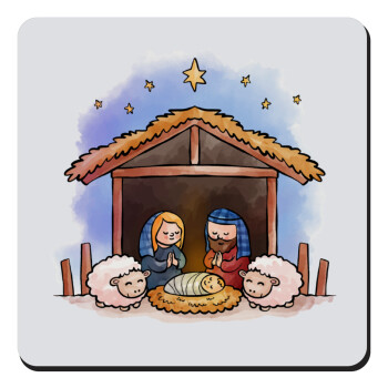 Nativity Jesus, Τετράγωνο μαγνητάκι ξύλινο 9x9cm