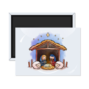 Nativity Jesus, Ορθογώνιο μαγνητάκι ψυγείου διάστασης 9x6cm