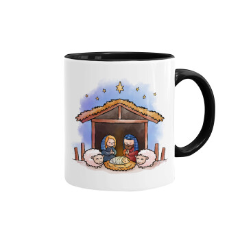 Nativity Jesus, Mug colored black, ceramic, 330ml