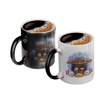 Nativity Jesus, Color changing magic Mug, ceramic, 330ml when adding hot liquid inside, the black colour desappears (1 pcs)