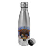 Metallic water bottle, stainless steel, 750ml