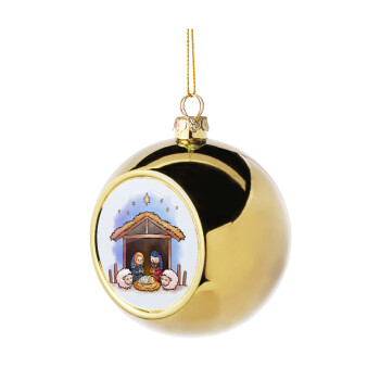 Nativity Jesus, Golden Christmas tree ball ornament 8cm