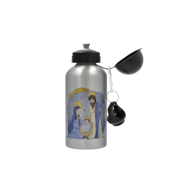 Nativity Jesus watercolor, Metallic water jug, Silver, aluminum 500ml