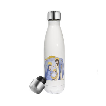 Nativity Jesus watercolor, Metal mug thermos White (Stainless steel), double wall, 500ml