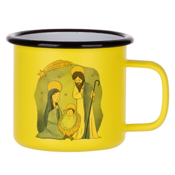 Nativity Jesus watercolor, Metallic enamel MATT Yellow cup 360ml