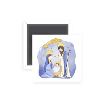 Nativity Jesus watercolor, Μαγνητάκι ψυγείου τετράγωνο διάστασης 5x5cm