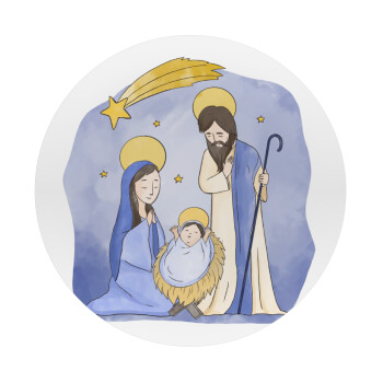 Η γέννηση του Ιησού watercolor, Mousepad Στρογγυλό 20cm