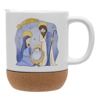 Nativity Jesus watercolor, Ceramic coffee mug Cork (MAT), 330ml (1pcs)