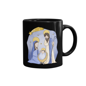 Nativity Jesus watercolor, Mug black, ceramic, 330ml