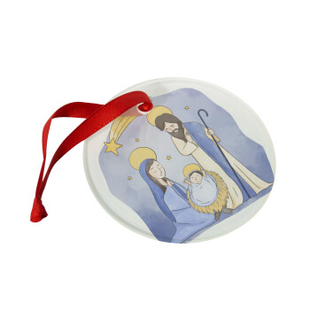 Nativity Jesus watercolor, Christmas ornament glass 9cm