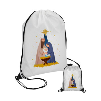 Nativity Jesus Joseph and Mary, Pouch bag with black cords (1 piece)