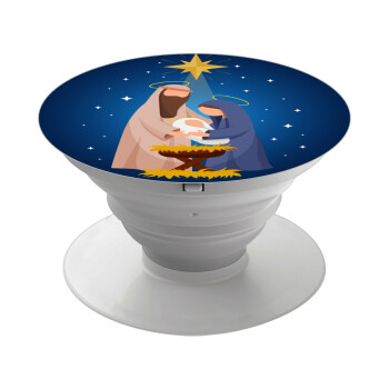 Nativity Jesus Joseph and Mary, Phone Holders Stand  White Hand-held Mobile Phone Holder