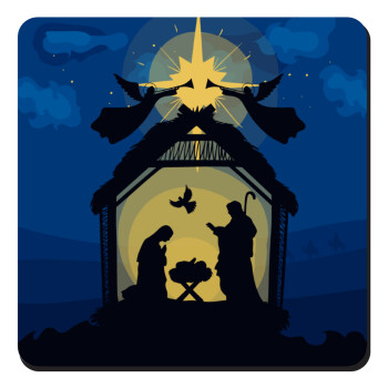 Nativity Jesus manger, Τετράγωνο μαγνητάκι ξύλινο 9x9cm