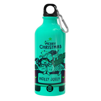 Merry Christmas cats in car, Water bottle 600ml