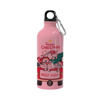 Merry Christmas cats in car, Water bottle 600ml