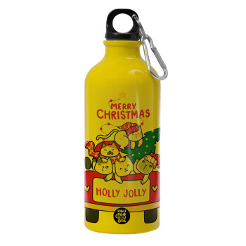 Merry Christmas cats in car, Water bottle 600ml