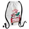 Backpack pouch GYMBAG white, with pocket (40x48cm) & thick cords