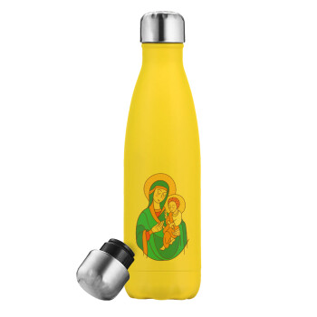 Mary, mother of Jesus, Yellow Stainless Steel Metallic Thermos, double-walled, 500ml