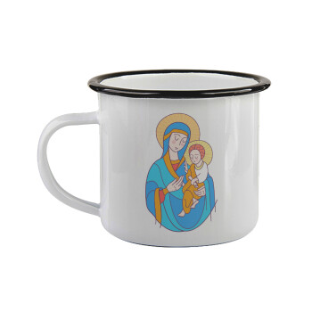 Mary, mother of Jesus, Κούπα εμαγιέ με μαύρο χείλος 360ml