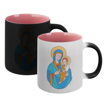 Mary, mother of Jesus, Κούπα Μαγική εσωτερικό ΡΟΖ, κεραμική 330ml που αλλάζει χρώμα με το ζεστό ρόφημα (1 τεμάχιο)