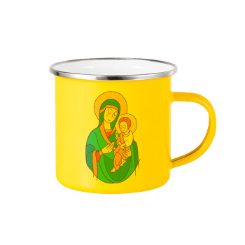 Mary, mother of Jesus, Yellow Enamel Metallic Cup 360ml