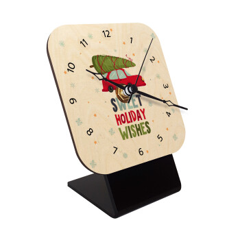 Sweet holiday wishes, Quartz Table clock in natural wood (10cm)