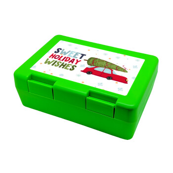 Sweet holiday wishes, Children's cookie container GREEN 185x128x65mm (BPA free plastic)