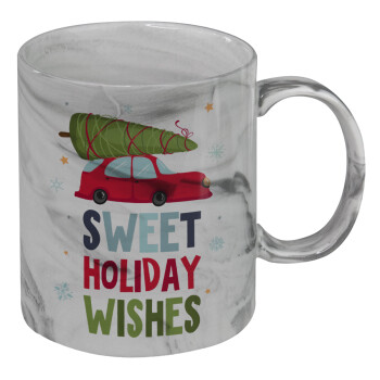 Sweet holiday wishes, Mug ceramic marble style, 330ml