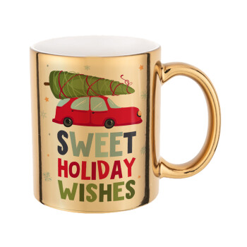 Sweet holiday wishes, Mug ceramic, gold mirror, 330ml