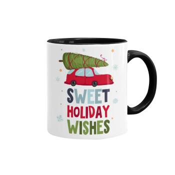 Sweet holiday wishes, Mug colored black, ceramic, 330ml