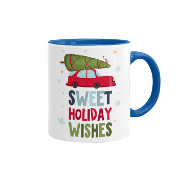 Sweet holiday wishes, Mug colored blue, ceramic, 330ml