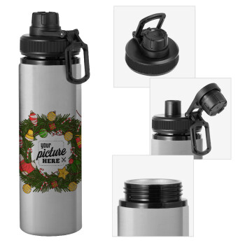 PHOTO Christmas twitch, Metallic water bottle with safety cap, 850ml aluminum