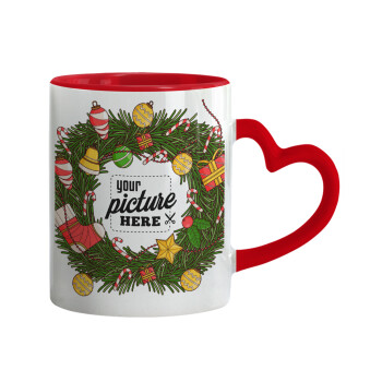 PHOTO Christmas twitch, Mug heart red handle, ceramic, 330ml