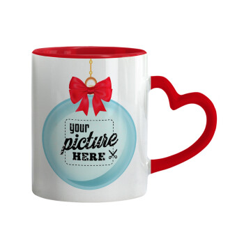 PHOTO snowball, Mug heart red handle, ceramic, 330ml