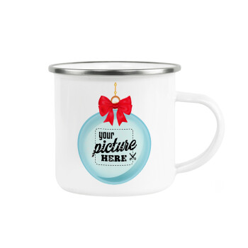 PHOTO snowball, Metallic enamel cup white 360ml