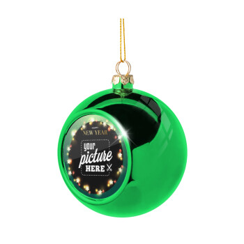PHOTO xmas lights, Χριστουγεννιάτικη μπάλα δένδρου Πράσινη 8cm